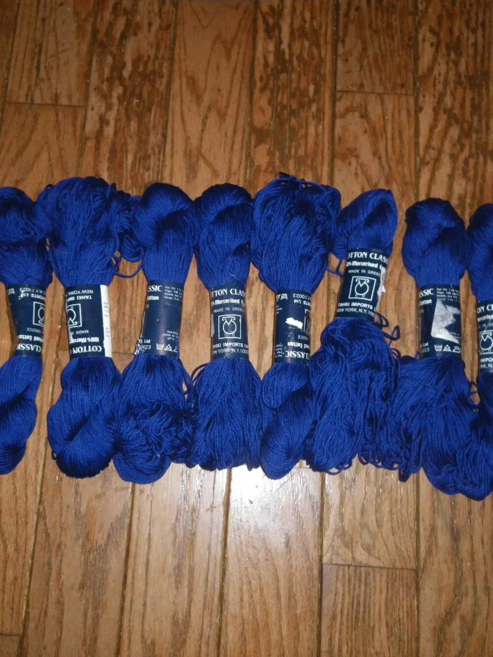 8 Hanks Tahki Imports Cotton Classic Yarn - Color Royal Blue - 108 yds.